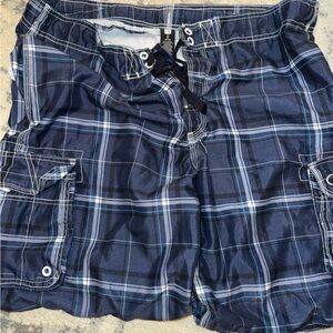 Men's Blue Plaid Swim Shorts